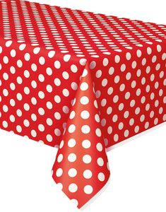 Rød Plastdug med Hvide Polka Dots 274x137 cm