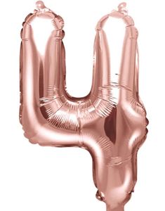 Tallet 4 - Rosenguldfarvet JUMBO Folieballon 86 cm
