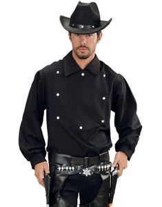 Sort Cowboyskjorte med Sølvfarvede Knapper