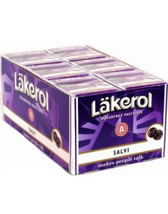 24 stk Läkerol Sugarfree Salvi / Sukkerfrie Pastiller med Salvi-smak - Hel Eske 600 gram