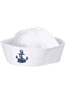 Hvid Sailorhat med Anker