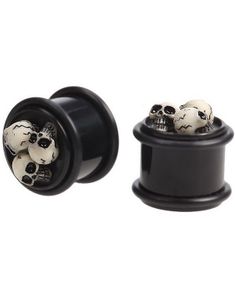 Three Head Skull - Sort Piercing Plug