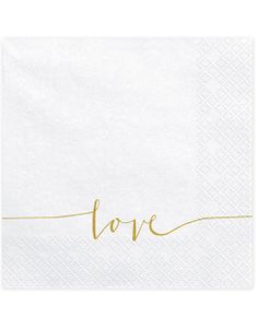 20 stk Hvide Servietter med Guldfarvet Love Tekst 33x33 cm