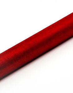 RØD Gennemsigtig Organzaløber 36 cm x 9 meter