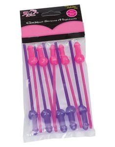 Genanvendelige Cocktail Sugerør m/Penistut - 10 Stk.