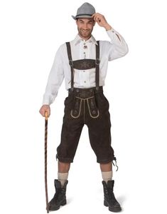Autentisk Mørk Brun Lederhosen i 100% Kvalitetskinn