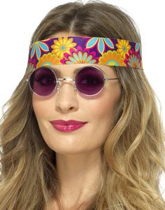 Runde Lennon/Hippie Briller med Lilla Glass