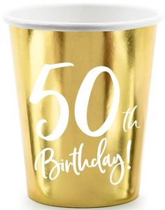 6 stk Metallisk Guldfarvet Papkrus - 50 år