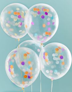 5 stk 30 cm - Gennemsigtige Balloner med Konfetti - Vælg og Mix