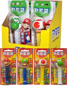12 stk Assorterede Super Mario Pez-holdere med 2 stk Pez-pakker - Hel Æske