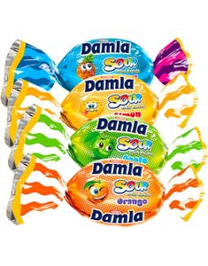 1 kg Damla Sour Fruit Bursts - Fruktkarameller med Surt Pulverfyll