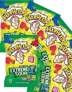 12 stk Warheads Extreme Sour Hard Candy - Supersure Slik med Forskellige Frugtsmage - Hel Æske 336 gram (USA Import)