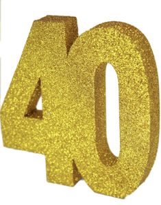 Guldfarvet Glitrende 40 År Borddekoration  20 cm