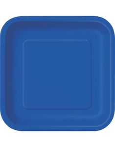 14 stk Firkantede Royal Blå Paptallerkner 22 cm