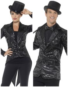 Parkostume - Sort Glitrende Kostumejakke