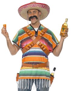 Mexicaner Poncho med Bælter og Shotglas-Holdere