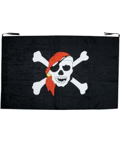 Stort Sort Pirat Flag m/Kranie - 130x80 cm
