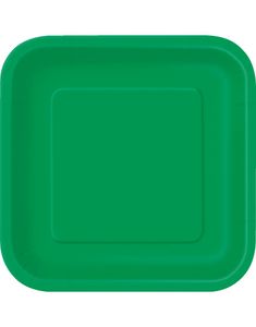 14 stk Firkantede Grønne Paptallerkner 22 cm