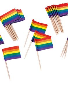 50 stk. Regnbuefarvet Mad/Kageflag 6,5x3,5 cm