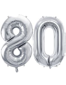 80 år balloner - 86 cm sølv