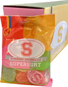 18 stk S-mærke Supersurt Orginal 80g - Hel æske 1440g
