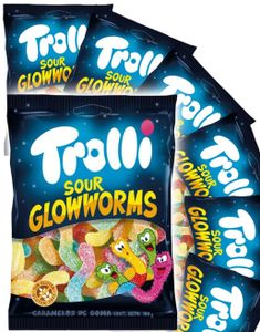 24 stk Trolli Sour Glowworms - Sur Vingummi - Hel Eske