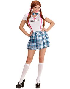 I Love Nerds - Skolepige Kostume til Kvinder