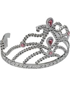 Sølvfarvet Tiara med Rosa Sten