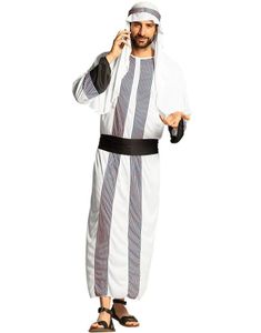Hvidt Sheik Kostume med Striber