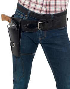 Sort Deluxe Skindimiteret Bælte med Pistolhylster