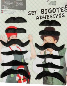 12 stk Sorte Overskæg med Lim