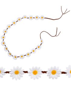 Flettet Mavebælte med Hvide Tusindfrydblomster 140 cm