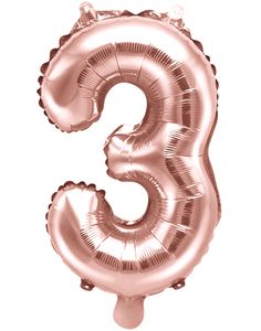 Tallet 3 - Rosenguldfarvet 35 cm Folieballon
