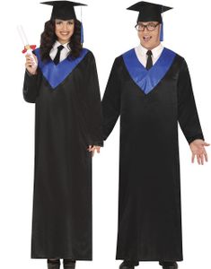 Sort og Blå Eksamens Kappe - Unisex Kostume