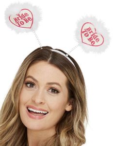 Hvit Hårbøyle med Glitrende Bride to Be Hjerter