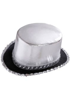 Skinnende Tophat med Pailletter- Sølv