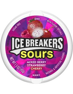 DATO PRODUKT - Ice Breakers Sours Sugar Free Candy - Sukkerfri Slik med Frugtsmag 42 gram (USA Import) (31.05.2025)