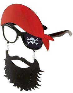 Sørøver Briller med Bandana og Skæg