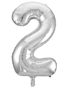 Tallet 2 - Sølvfarvet JUMBO Folieballon 86 cm