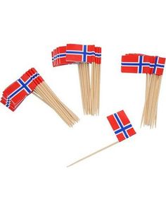 50 stk Muffins/Kakedekorasjoner med Norske Flagget