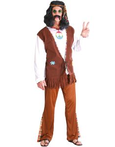 Brunt Hippiekostume til Mand