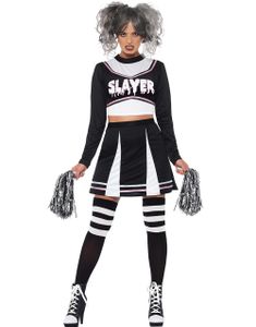 Gotisk Cheerleader Damekostume med Pom Poms