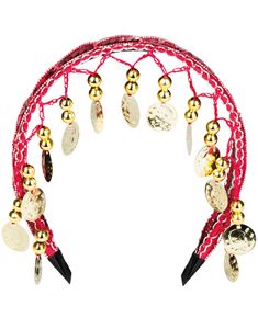 Rød Harem / Sigøjner Hårbøjle med Mønter