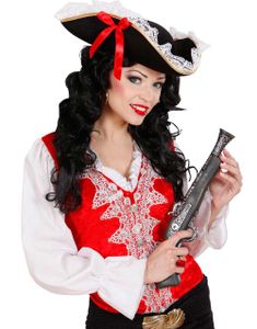 Sort Pirathat med Blondekanter og Sløjfe