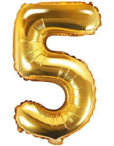 Tallet 5 - Guldfarvet 35 cm Folieballon