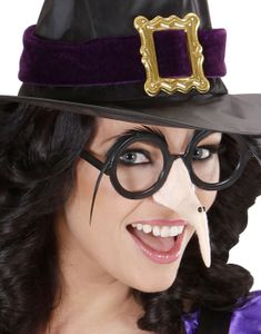 Sorte Runde Briller med Heksenæse