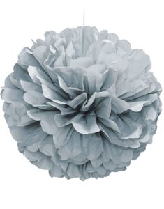 1 stk Sølvfarvet Puf Pom Pom 40 cm