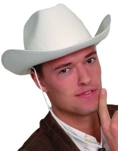 Hvid Cowboyhat med Snor