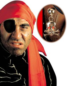 Pirat Øjenklap og Clips Øreringe med Dødningehoved