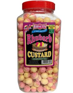 3 kg Barnetts Sugarfree Rhubarb & Custard - Kjempestor Boks med Rabarbra og Vaniljesukkertøy